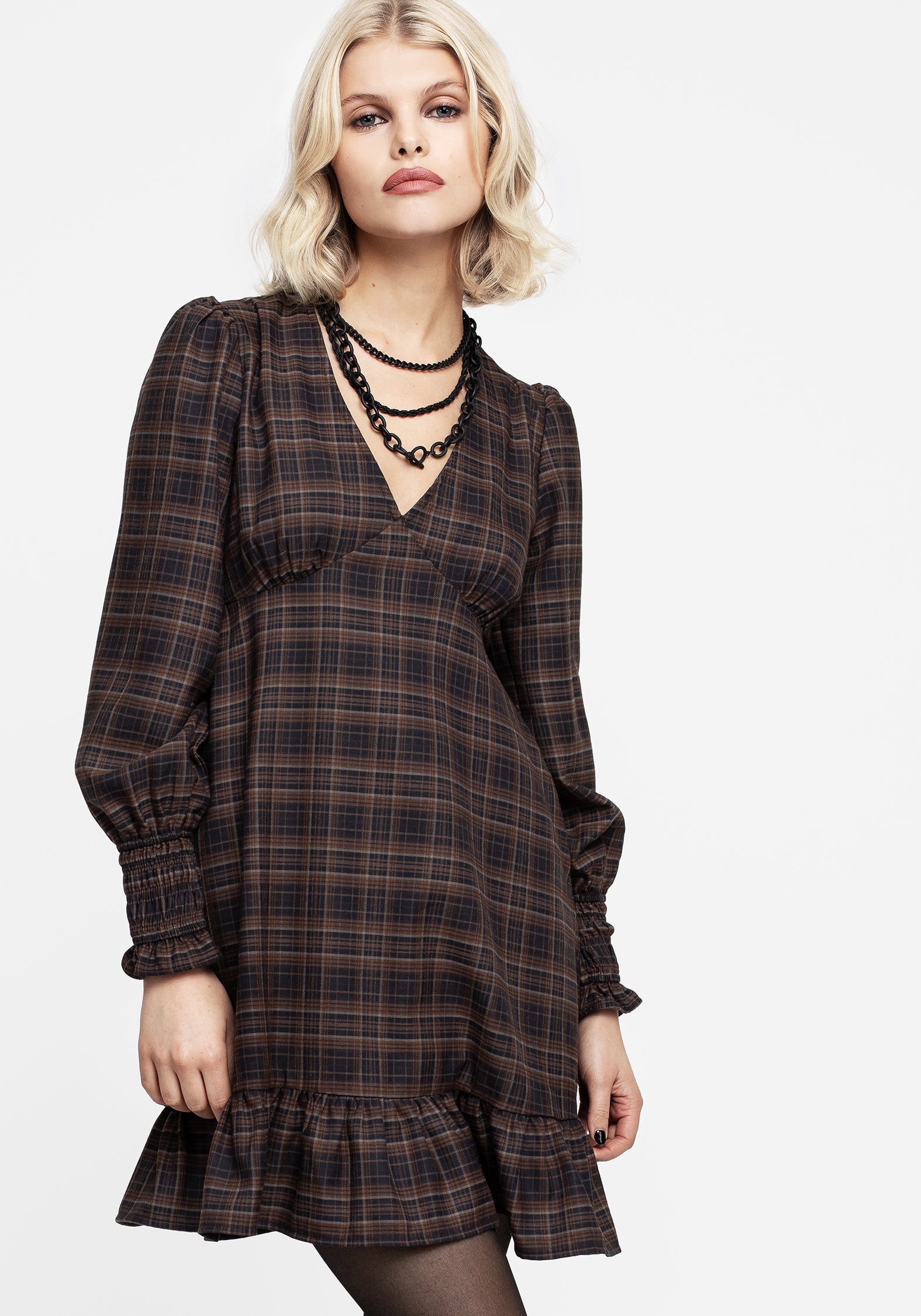 Embla Check Mini Smock Dress – Disturbia
