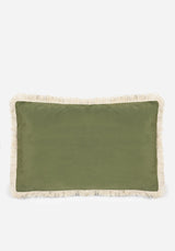 Swamplife Embroidered Velour Rectangle Fringe Cushion
