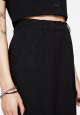Thora Embroidered Front Split Tailored Trouser