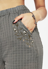 Koax Cotton Check Embroidered Beach Trouser