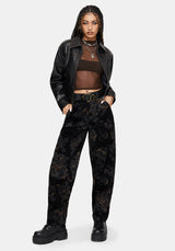 Fleur Printed Cord Barrel Leg Trouser