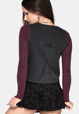 Maleah Embroidered Denim Waistcoat