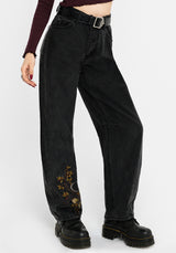Maleah Embroidered Denim Barrel Jeans
