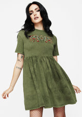 Copia Embroidered Cotton Jersey Skater Dress