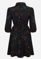 Phoenix Dragon Printed Mini Shirt Dress
