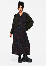 Phoenix Dragon Bedruckt Wickel Midaxi Hemd Kleid