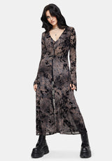 Monroe Flocked Mesh Long Sleeve Midaxi Overdress EU 38