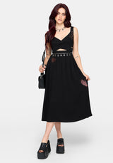 Mireth Embroidered Wrap Front Midi Dress