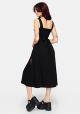 Mireth Embroidered Wrap Front Midi Dress