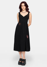 Mireth Embroidered Wrap Front Midi Dress