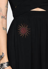 Mireth Embroidered Wrap Front Midi Dress