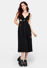 Mireth Embroidered Wrap Front Midi Dress