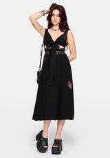 Mireth Embroidered Wrap Front Midi Dress