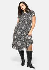 Hexweave Print Fitted Midi Shirt Dress