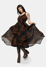 Ruin Fern Chiffon Handerkerchief Hem Midaxi Dress