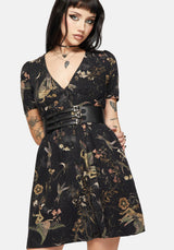 Harpyiai Print Button Up Mini Dress