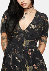 Harpyiai Print Button Up Mini Dress