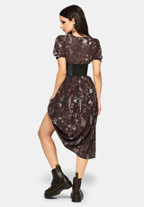 Dusha Garden Print Chiffon Shirred Button Down Midi Dress