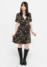 Dionaea Flytrap Print Wrap Mini Dress