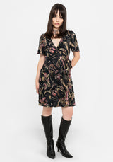 Dionaea Flytrap Print Wrap Mini Dress