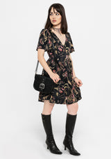 Dionaea Flytrap Print Wrap Mini Dress