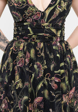 Dionaea Flytrap Print Plunge Maxi Dress
