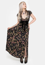 Dionaea Flytrap Print Plunge Maxi Dress
