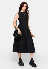 Cissa Buckle Front Pleated Midi Dress