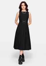 Cissa Buckle Front Pleated Midi Dress
