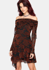 Allegra Bardot Flocked Mini Dress