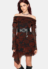 Allegra Bardot Flocked Mini Dress