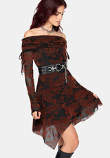 Allegra Bardot Flocked Mini Dress