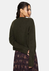 Eclipsia Blumenmuster Bestickt Kurz Geschnitten Gestrickt Pullover