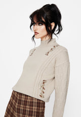 Enya Acorn Embroidered Cable Knit Jumper
