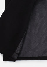 Abyss Tie Waist Double Breasted Coat With Snake Brooch - Black