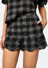 Ashwing Check Broderie Scalloped Short
