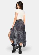 Gaia Celestial Print Chiffon Hanky Hem Skirt
