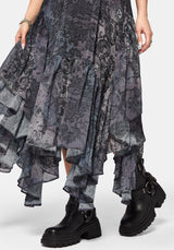 Gaia Celestial Print Chiffon Hanky Hem Skirt