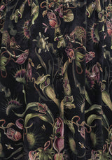 Dionaea Flytrap Print Viscose Midi Skirt