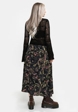 Dionaea Flytrap Print Viscose Midi Skirt