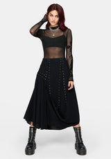 Lucette Eyelet Lace Up Midi Skirt