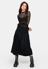 Lucette Eyelet Lace Up Midi Skirt