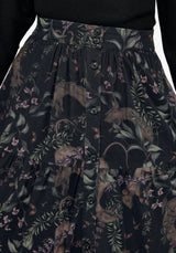 Curio Print Button Down Midi Skirt