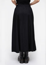 Maidenhair Button Down Midi Skirt - Midnight Black
