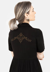 Hester Embroidered Button Up Midi Shirt Dress