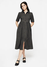 Terra Midi Rüsche Hemd Kleid - Olive