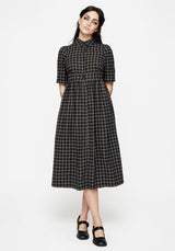 Terra Midi Rüsche Hemd Kleid - Olive