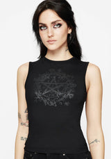Encore Cotton Thorn and Rose Printed Sleeveless Top