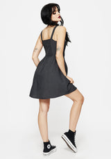 Faythe Cotton Check Button Up Apron Mini Dress
