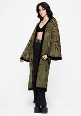 Jael Flocked Longline Mesh Kimono